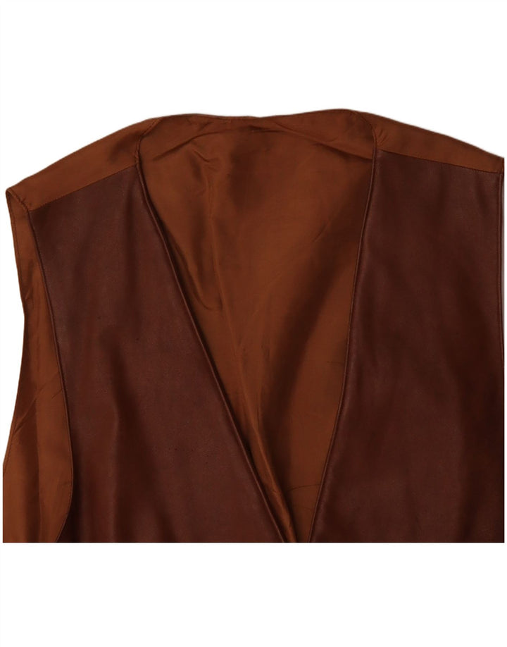 VINTAGE Ανδρικό Δερμάτινο Γιλέκο Μεγάλο Καφέ Δερμάτινο