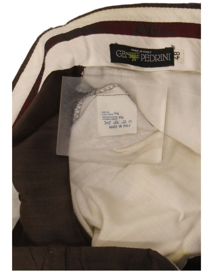 GB.PEDRINI Ανδρικό κοστούμι παντελόνι IT 48 Medium W32 L33 Καφέ Λινό