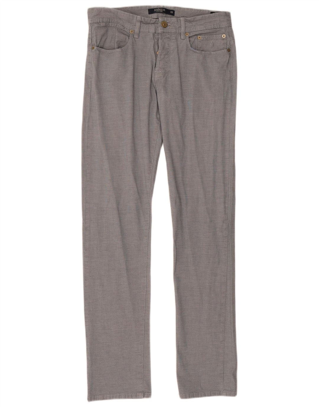 SIVIGLIA Γυναικείο ίσιο casual παντελόνι W33 L33 Blue Check Cotton