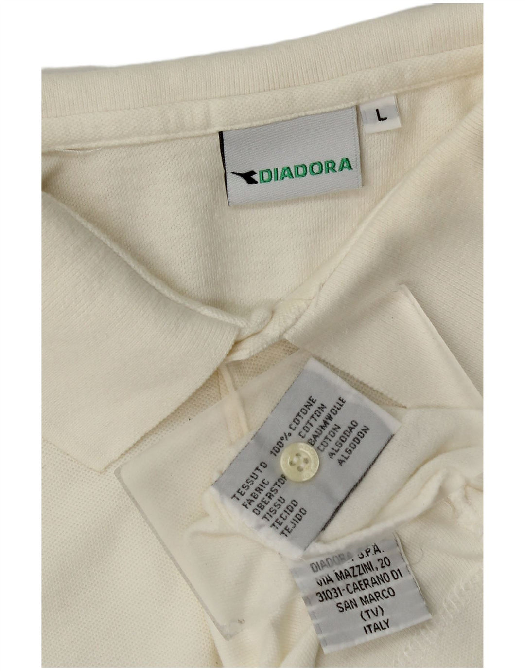 Ανδρικό πουκάμισο πόλο Diadora μεγάλο σε λευκό βαμβακερό