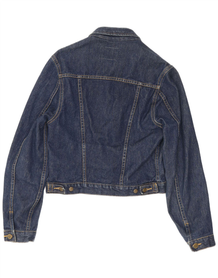 Lee Womens Crop Τζιν Μπουφάν UK 12 Medium Navy Blue Cotton