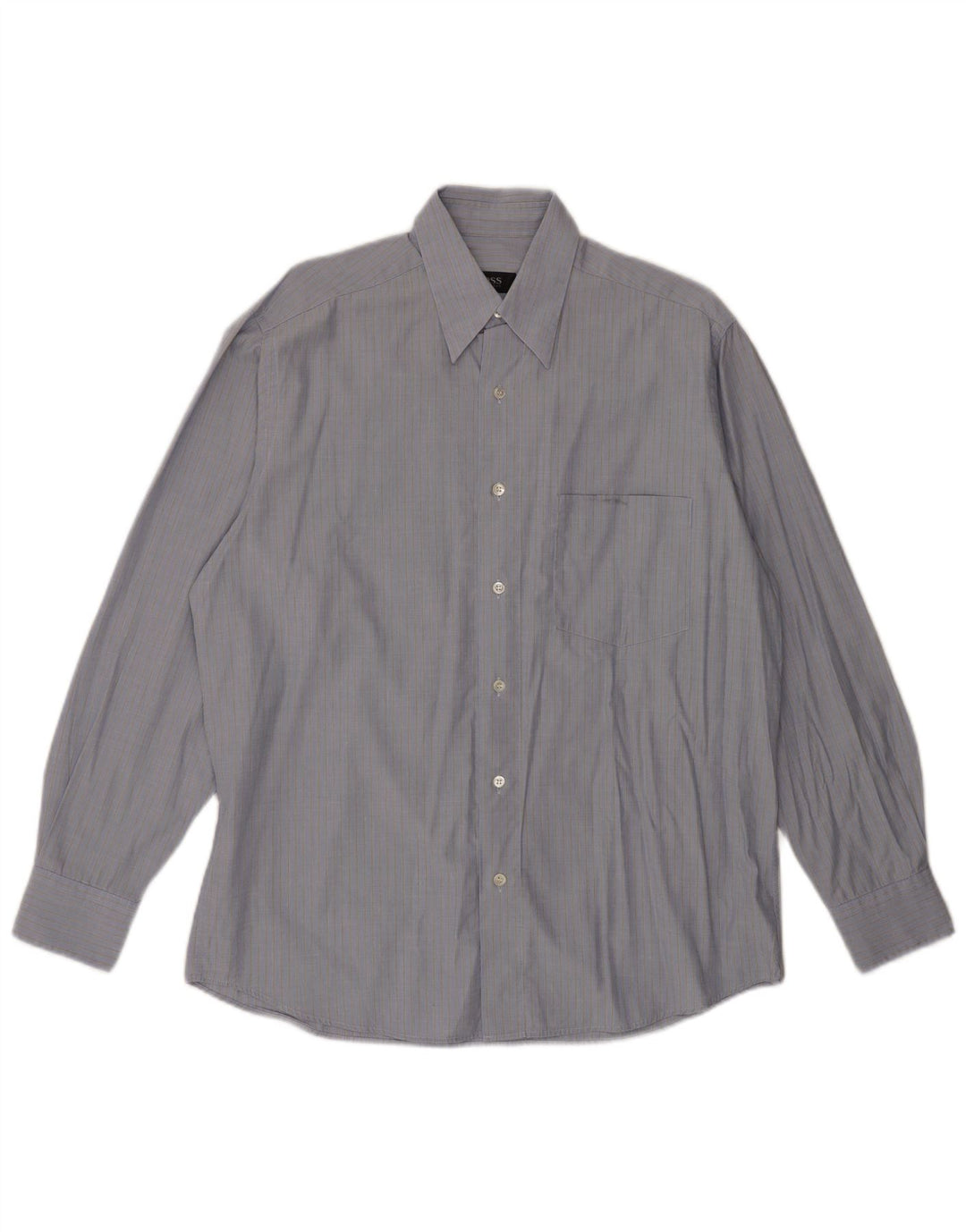 HUGO BOSS Mens Shirt Size 39 Medium Blue Striped Cotton