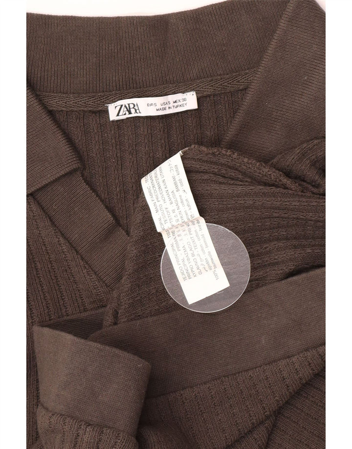Zara Ανδρικό Πόλο Μπλουζάκι Καφέ Βαμβακερό