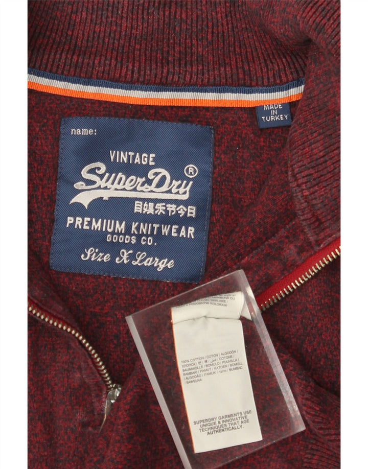 Γυναικείο πουλόβερ με φερμουάρ SUPERDRY UK 18 XL βαμβακερό μπορντό