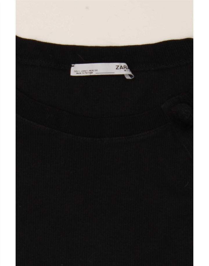 Zara Γυναικείο γραφικό T-Shirt Top UK 14 Large Black