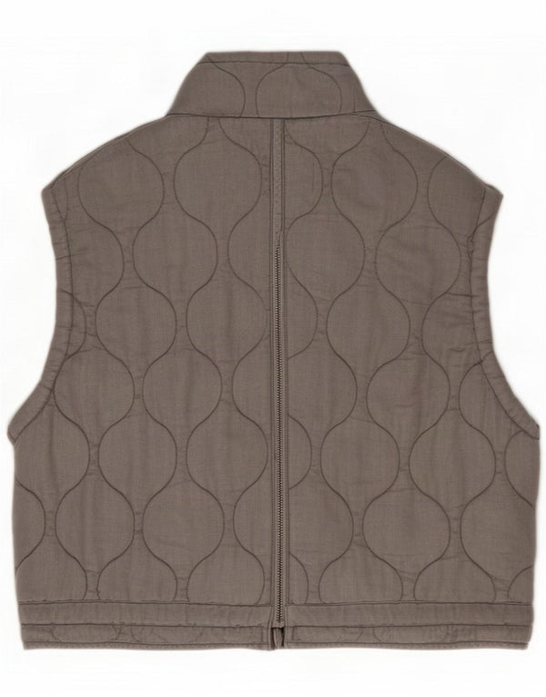Zara Womens Oversized Quilted Gilet UK 10 Small Grey Lyocell
