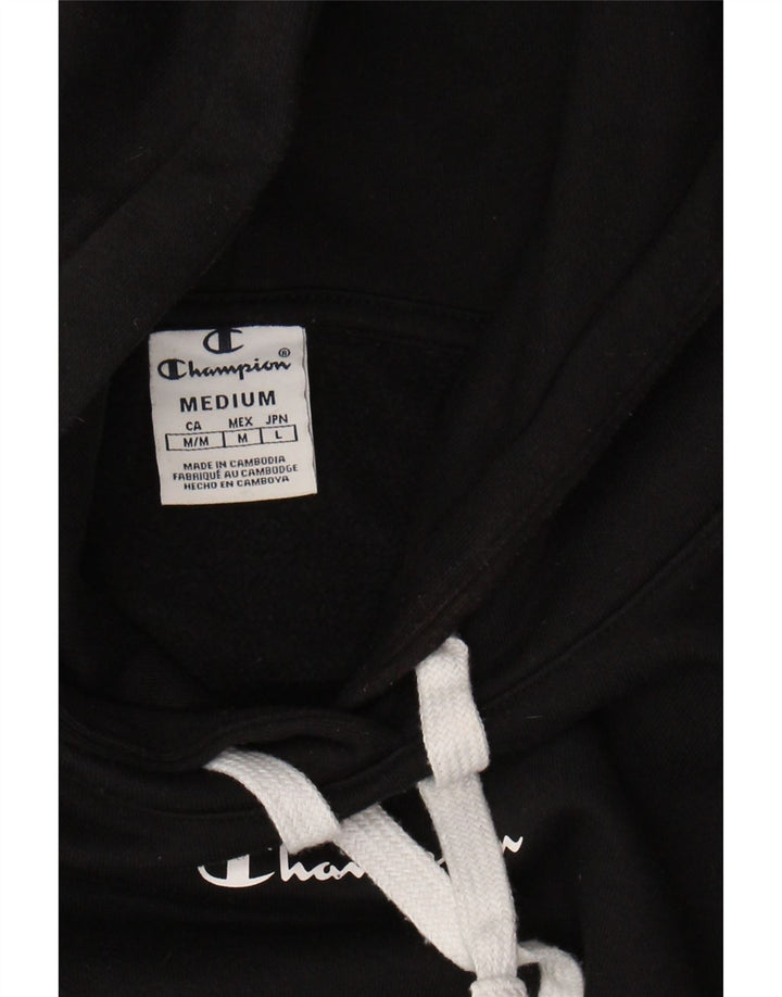 CHAMPION Womens Crop Hoodie Jumper UK 12 Medium Black