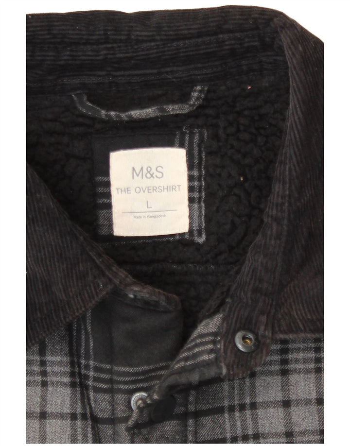 Marks & Spencer Ανδρικό πουκάμισο Ξυλοκόπος Φανελένιο μεγάλο γκρι βαμβακερό