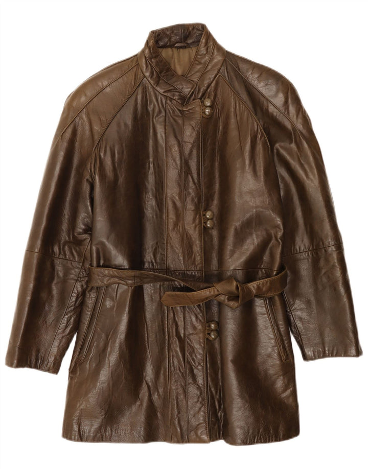 Vintage Γυναικείο Δερμάτινο Παλτό IT 42 Δερμάτινο Μεσαίο Καφέ