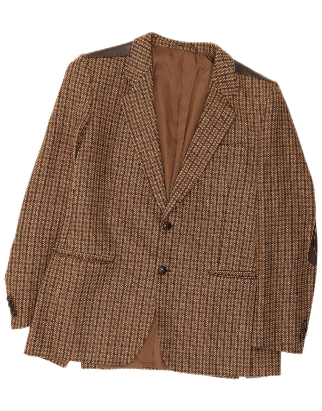 Vintage Ανδρικό τζάκετ με 2 κουμπιά σακάκι IT 52 XL καφέ μαλλί Houndstooth