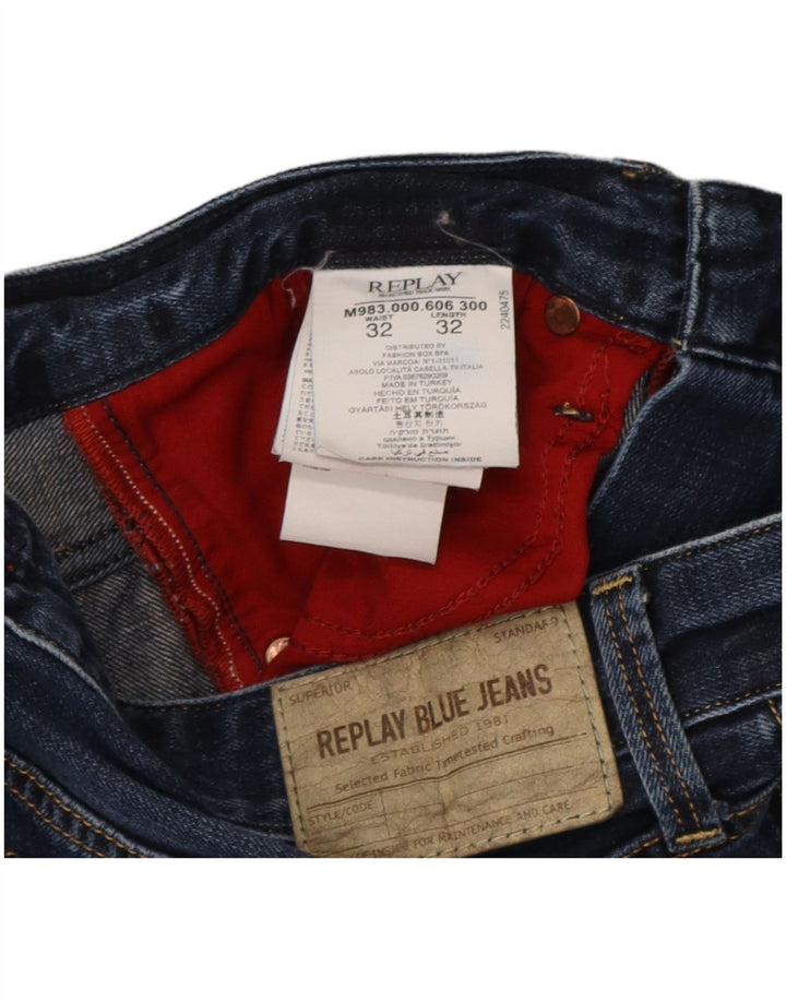 Replay Ανδρικό ίσιο τζιν W32 L32 Navy Blue Cotton