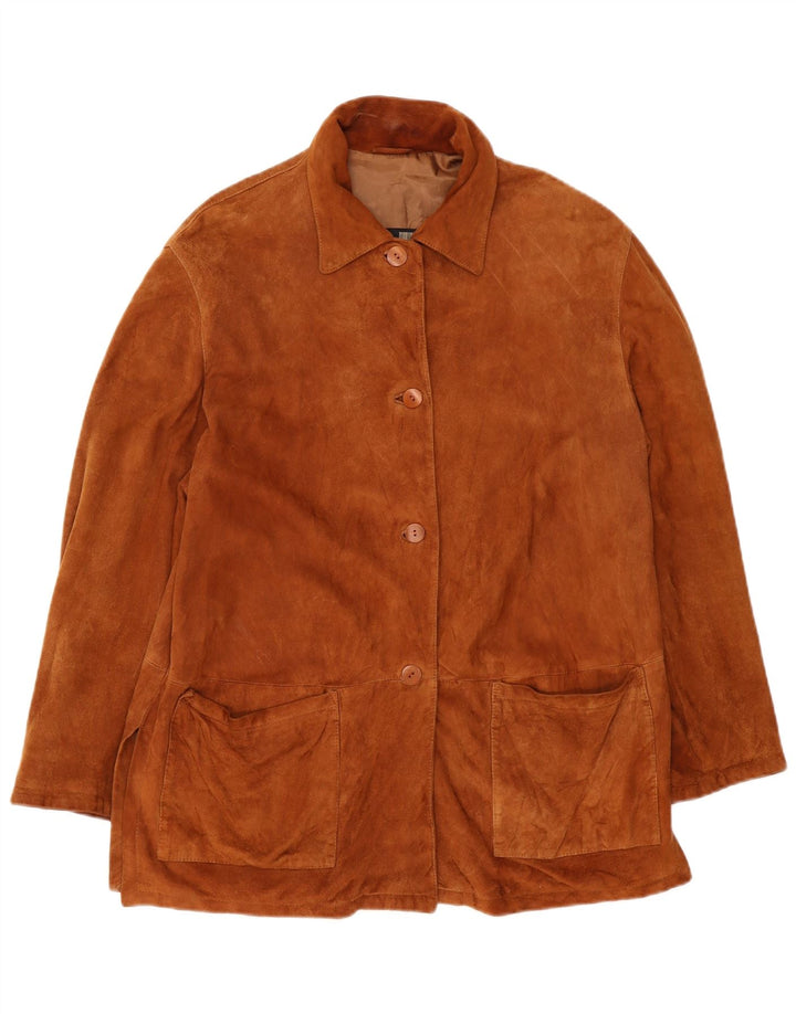 Vintage Γυναικείο Suede Jacket IT 46 Large Brown Δερμάτινο