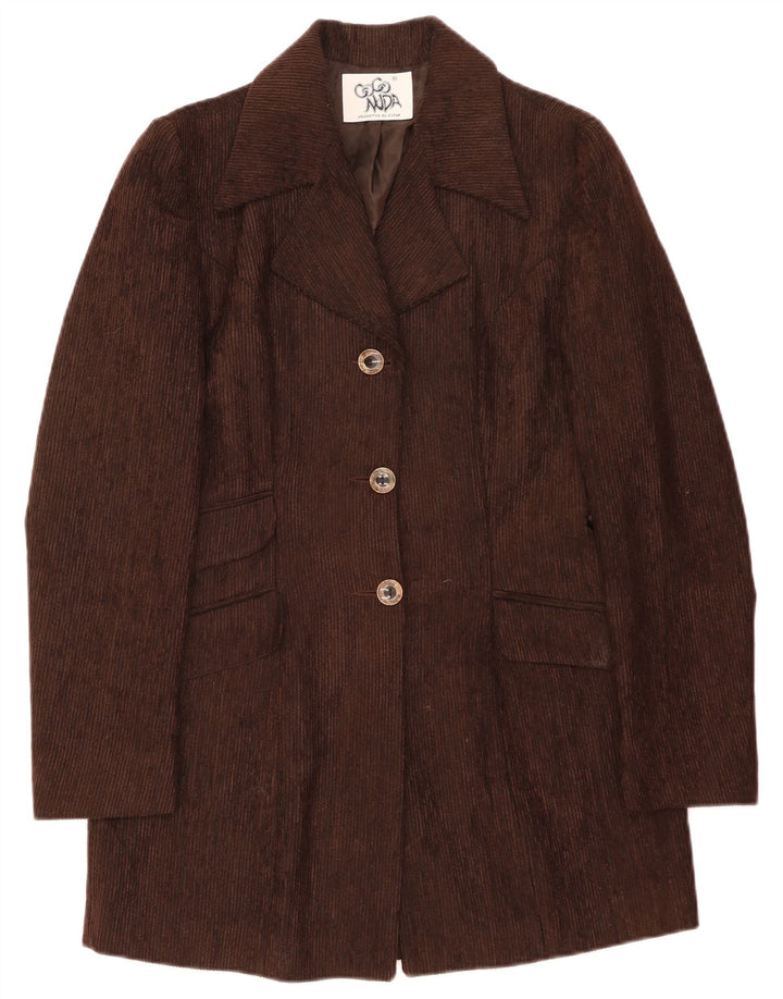 Coconuda Γυναικείο Longline Κοτλέ με 3 κουμπιά σακάκι UK 10 Small Brown