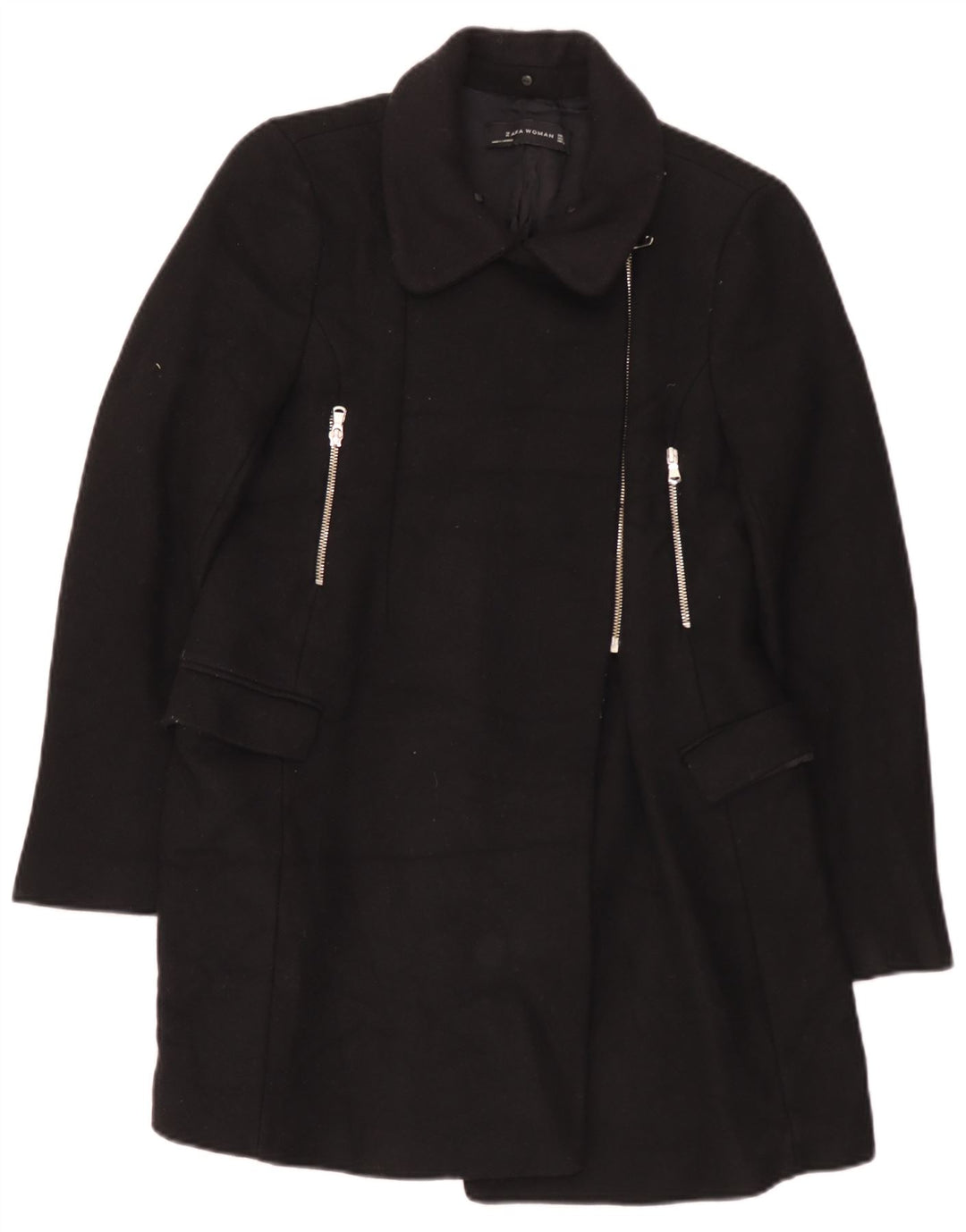 Zara Γυναικείο Παλτό UK 14 Large Μαύρο