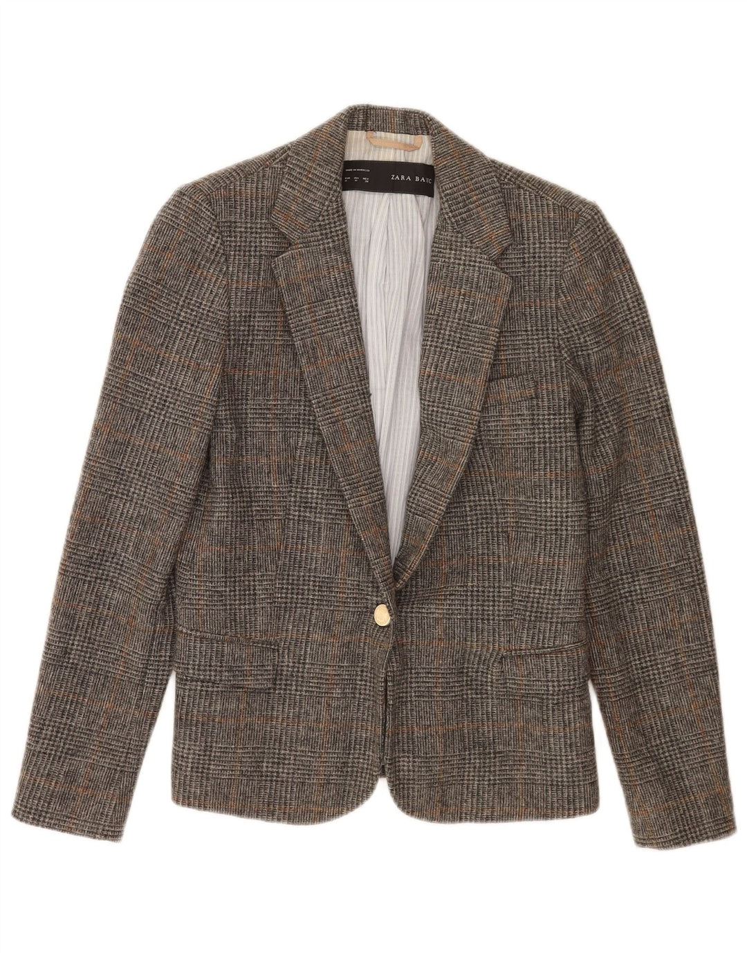 Zara Γυναικείο σακάκι 1 κουμπιού blazer UK 12 μεσαίο γκρι τσεκ