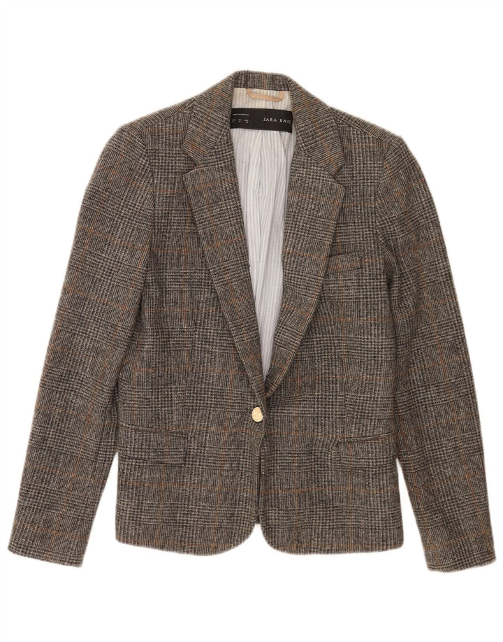 Zara Γυναικείο σακάκι 1 κουμπιού blazer UK 12 μεσαίο γκρι τσεκ