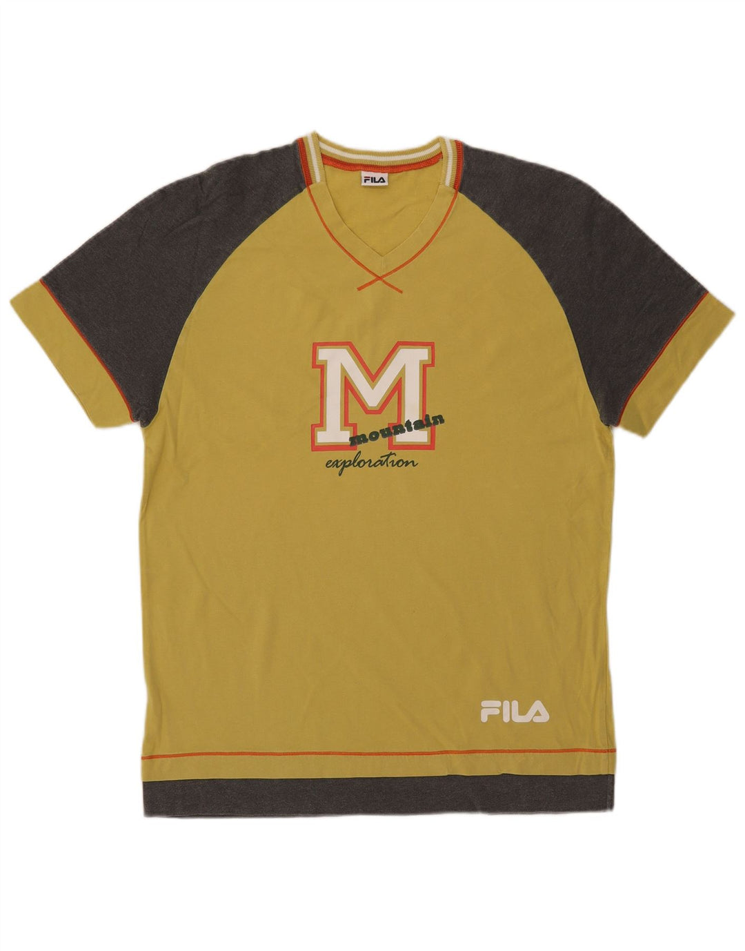 Ανδρικό γραφικό μπλουζάκι Fila Top Medium Yellow Colourblock Βαμβακερό