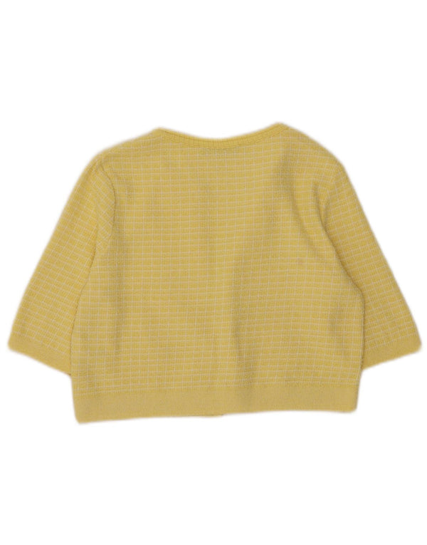 Zara γυναικείο μανίκι Crop 1/2 Bolero Jumper UK 10 Small Yellow Check