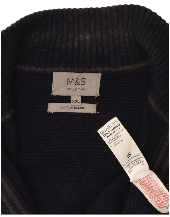 Ανδρικό πουλόβερ ζακέτα Marks & Spencer 2XL Navy Blue Cotton