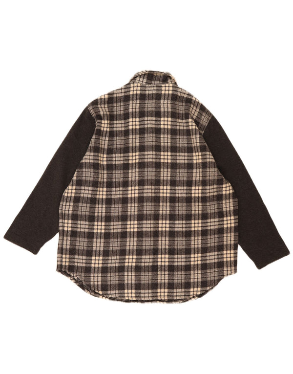 Vintage γυναικείο πουκάμισο Flannel UK 20 2XL Γκρι βαμβακερό τσεκ