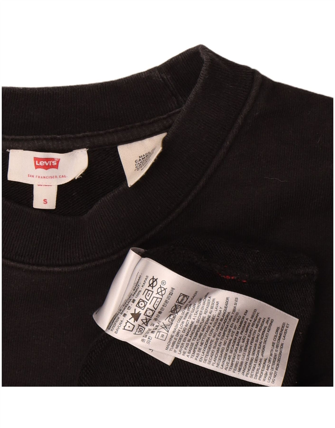 Levi's Womens Crop Oversized Graphic Top Long Small UK 10 Small Black