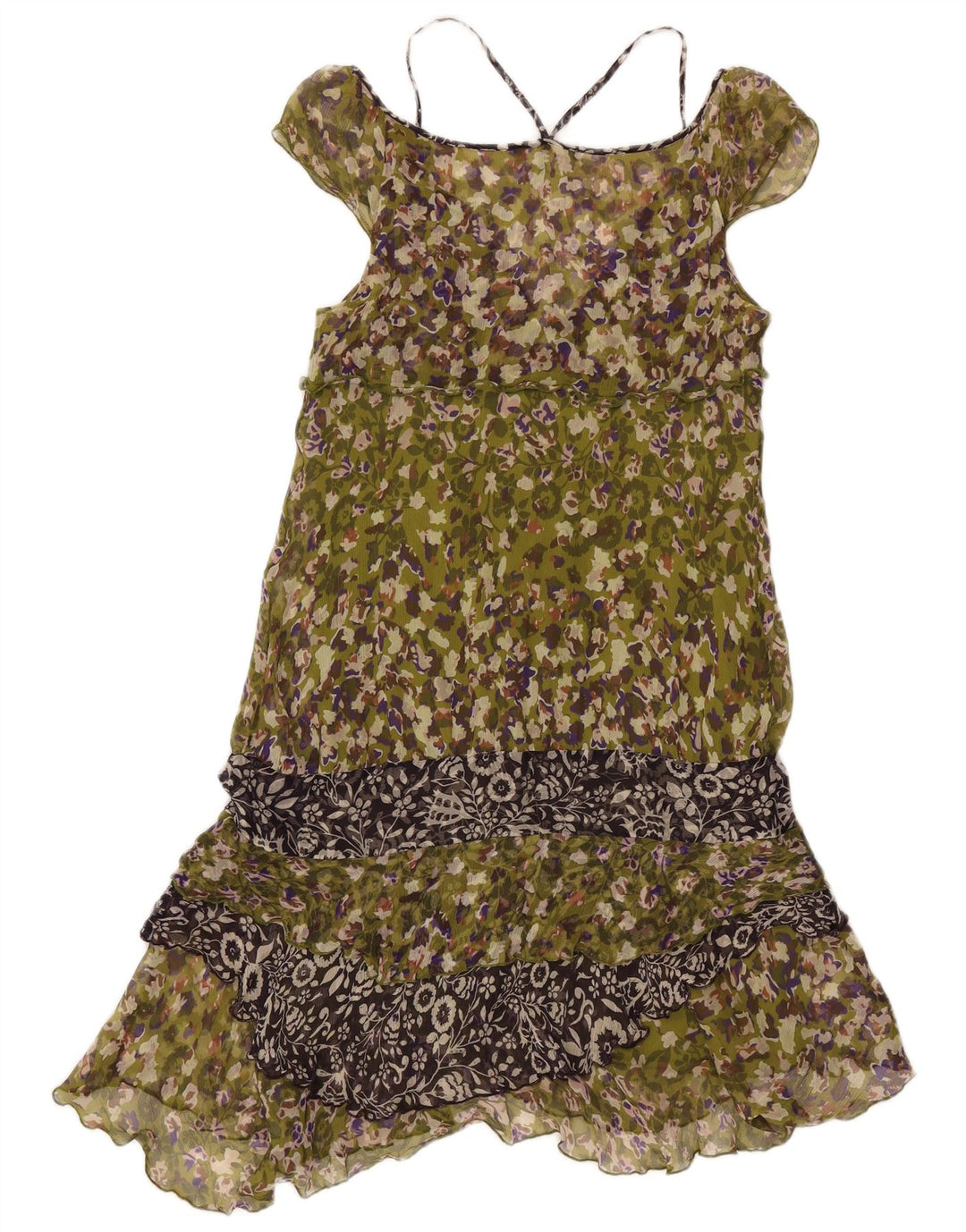 Liu Jo Γυναικείο αμάνικο φόρεμα IT 44 Μεσαίο πράσινο λουλουδάτο μετάξι