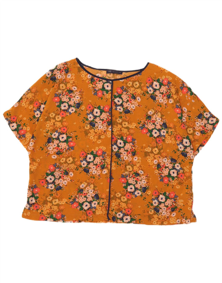 Marks & Spencer Γυναικεία Μπλούζα Oversized Top UK 18 XL Orange Floral