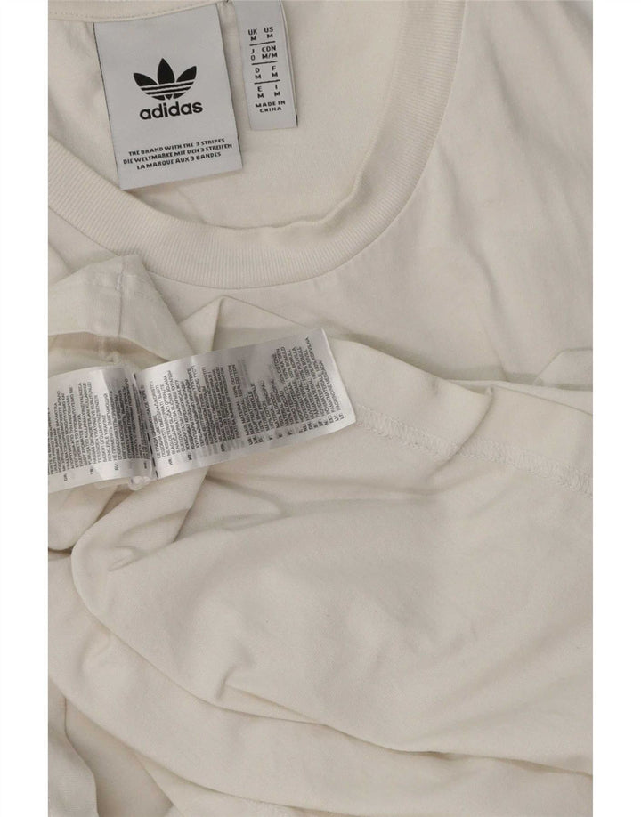 Ανδρικό γραφικό T-Shirt Adidas Top από μεσαίο λευκό βαμβακερό