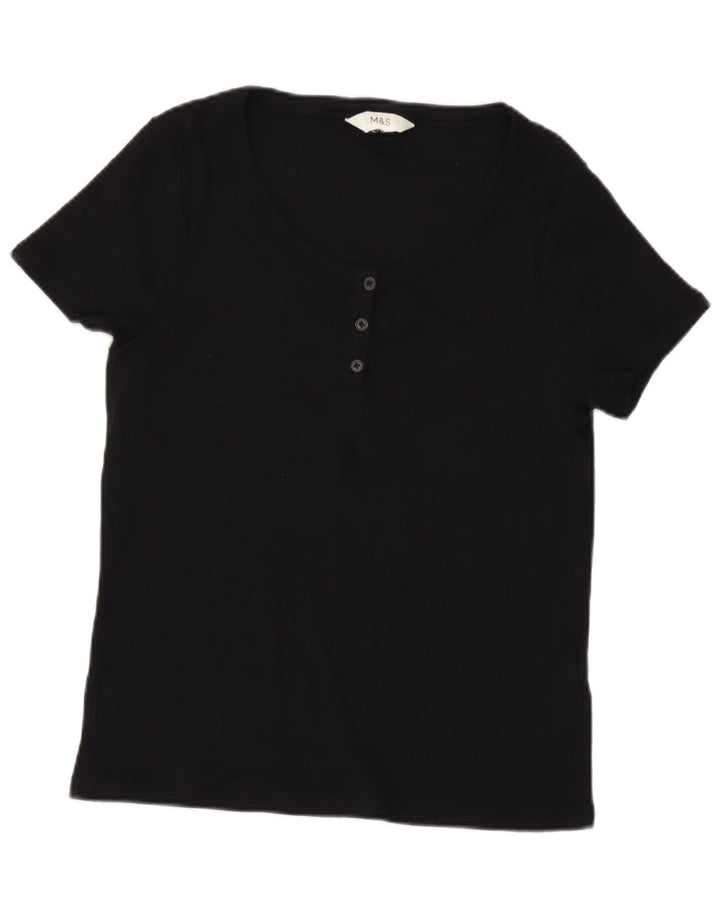 Marks & Spencer Γυναικείο T-Shirt Top UK 14 Μεσαίο μαύρο βαμβακερό