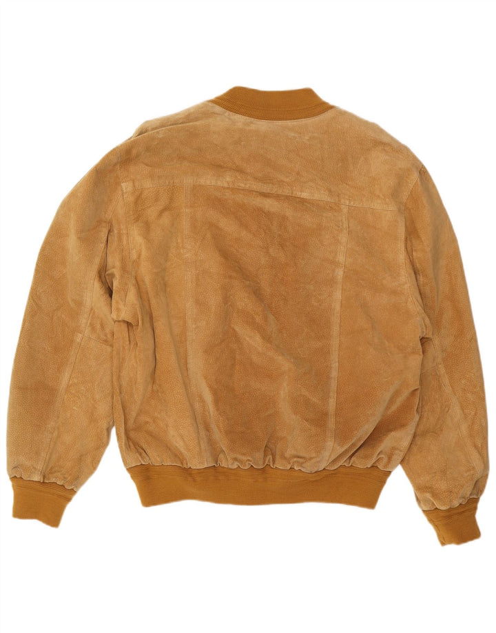 Vintage Ανδρικό Suede Bomber Jacket UK 40 Large Brown Δερμάτινο