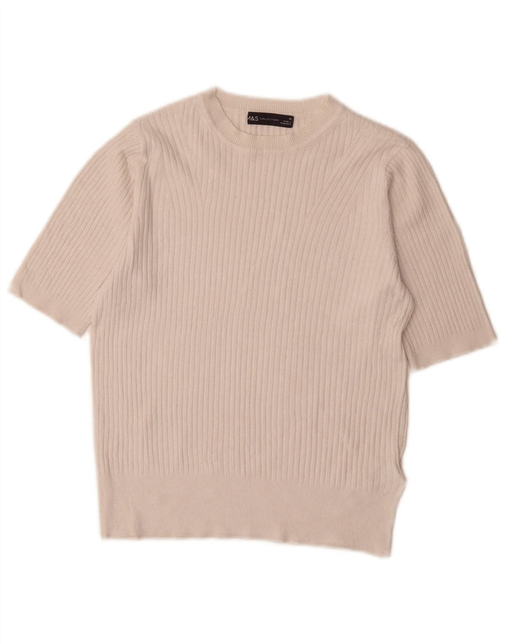 Marks & Spencer Γυναικείο πουλόβερ με λαιμόκαυστο UK 10 Small White