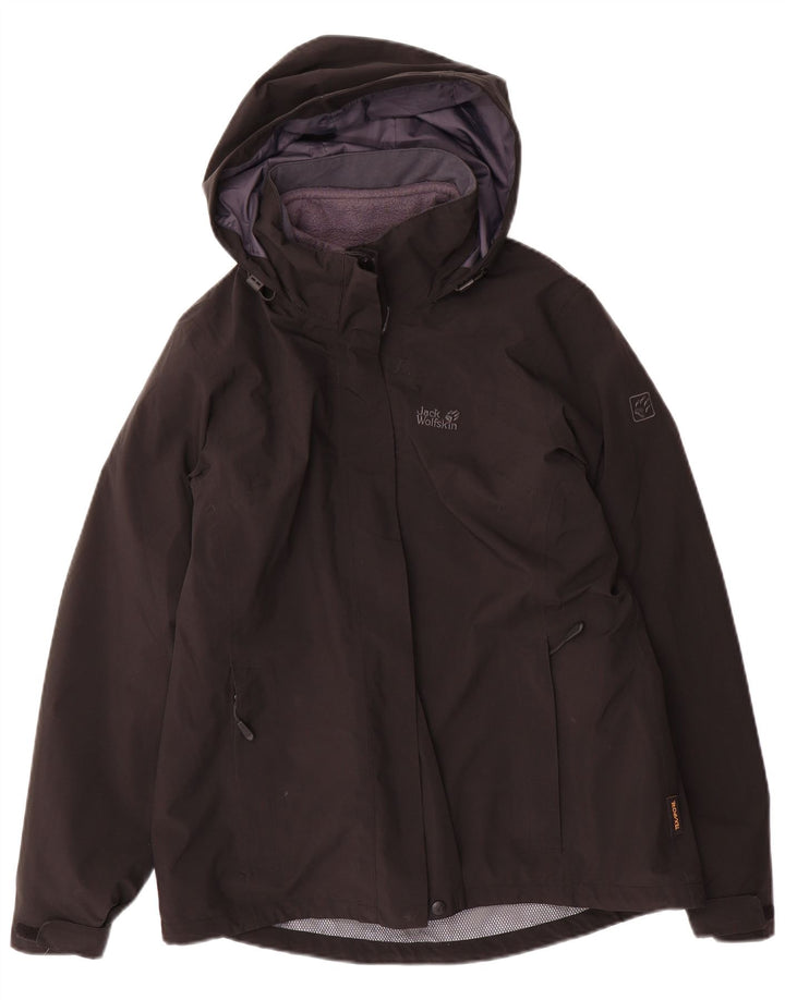 Jack Wolfskin γυναικείο μπουφάν με κουκούλα αντιανεμικό UK 10/12 μεσαίο μαύρο