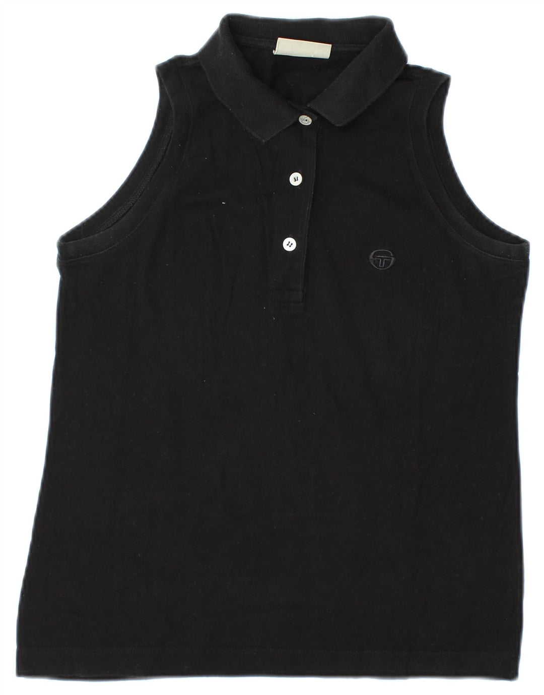Sergio Tacchini γυναικείο αμάνικο μπλουζάκι πόλο UK 12 Medium Black