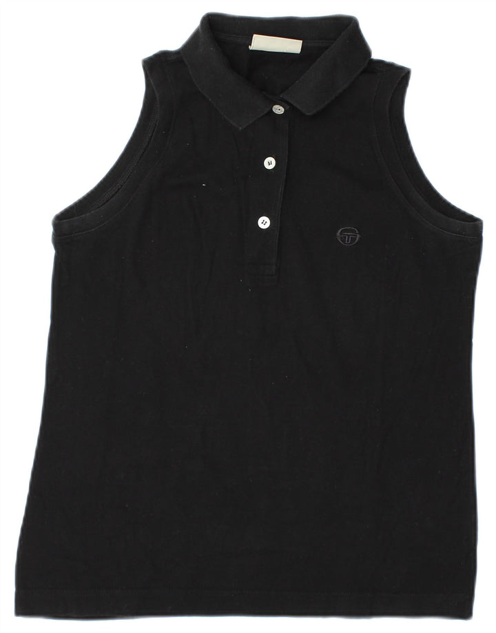 Sergio Tacchini γυναικείο αμάνικο μπλουζάκι πόλο UK 12 Medium Black