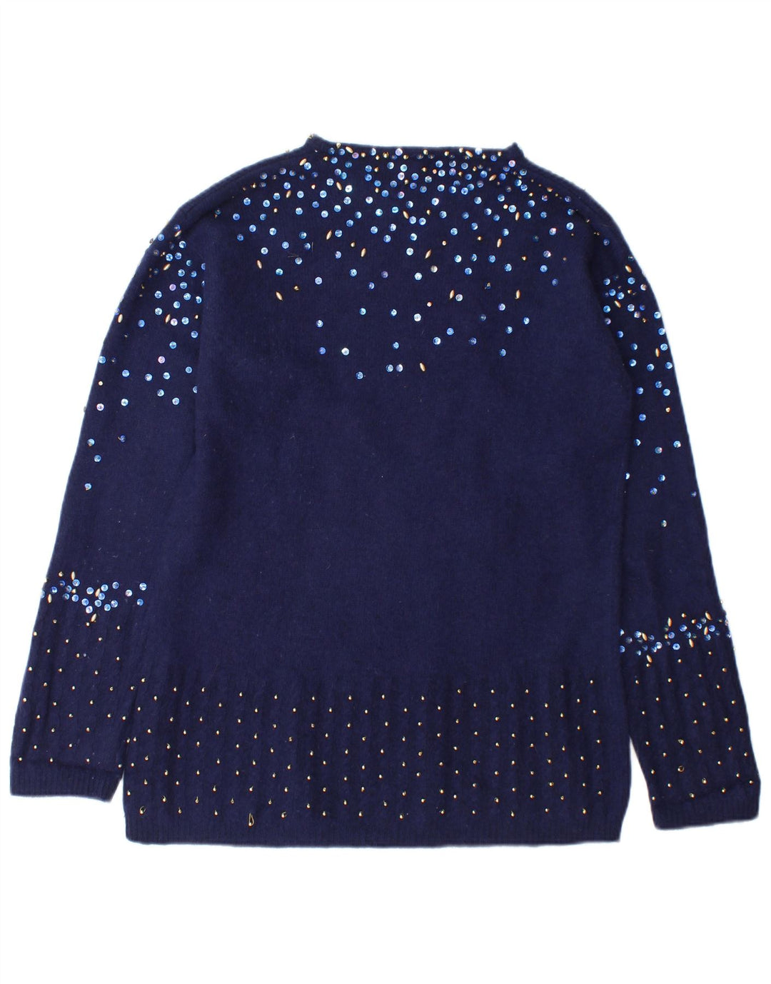 Fiorucci γυναικείο πουλόβερ με λαιμό σκάφος UK 14 Medium Navy Blue Spotted