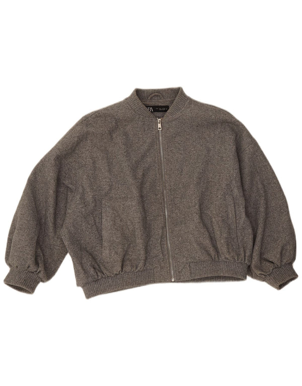 Zara Ανδρικό Bomber Jacket UK 40 Large Grey Flecked Polyester