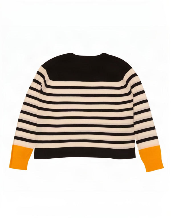 Zara γυναικείο πουλόβερ υπερμεγέθη Crew Neck Jumper UK 10 Small Black ριγέ