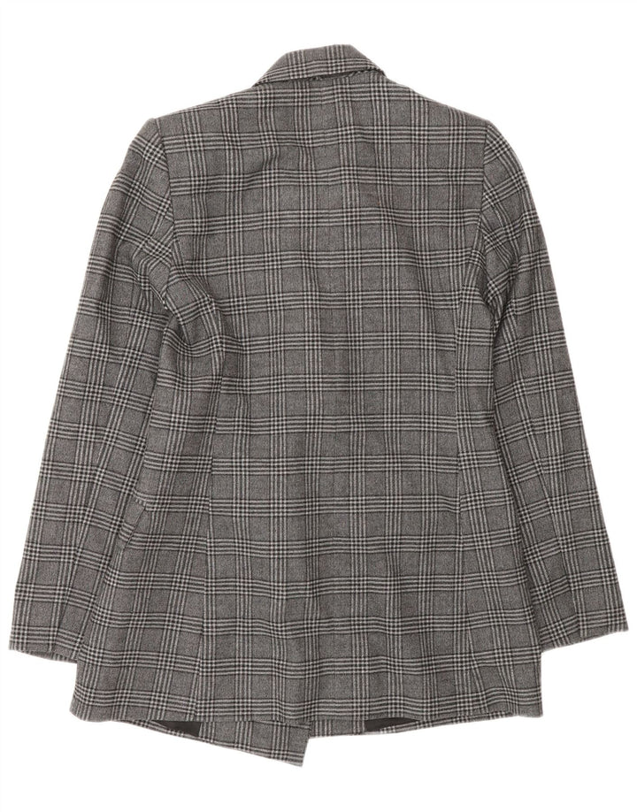 Zara Γυναικείο μπουφάν blazer με διπλό στήθος UK 10 Small Grey Check Polyester