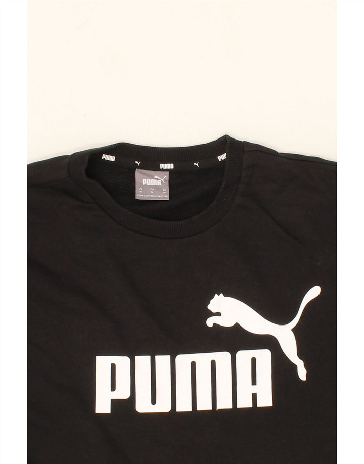 PUMA Mens Graphic Sweatshirt Jumper Medium Black Cotton Vintage Puma and Second-Hand Puma from Messina Hembry 