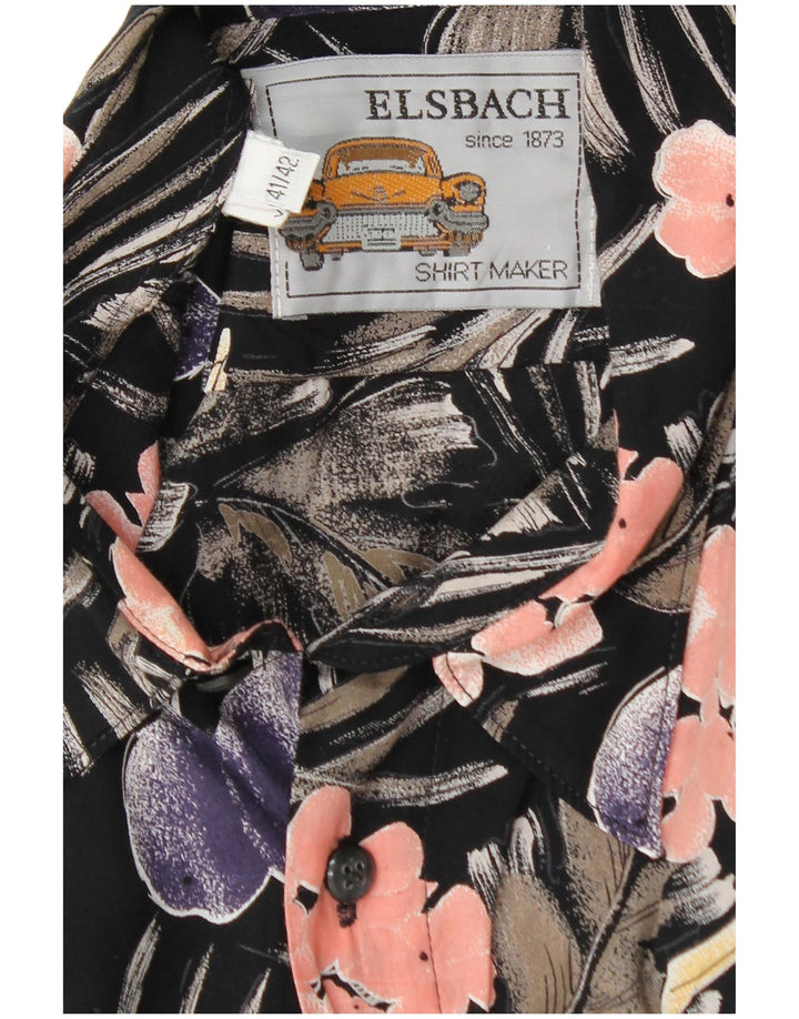 Ανδρικό πουλόβερ πουκάμισο ELSBACH Μέγεθος 41/42 Μαύρο φλοράλ βισκόζη