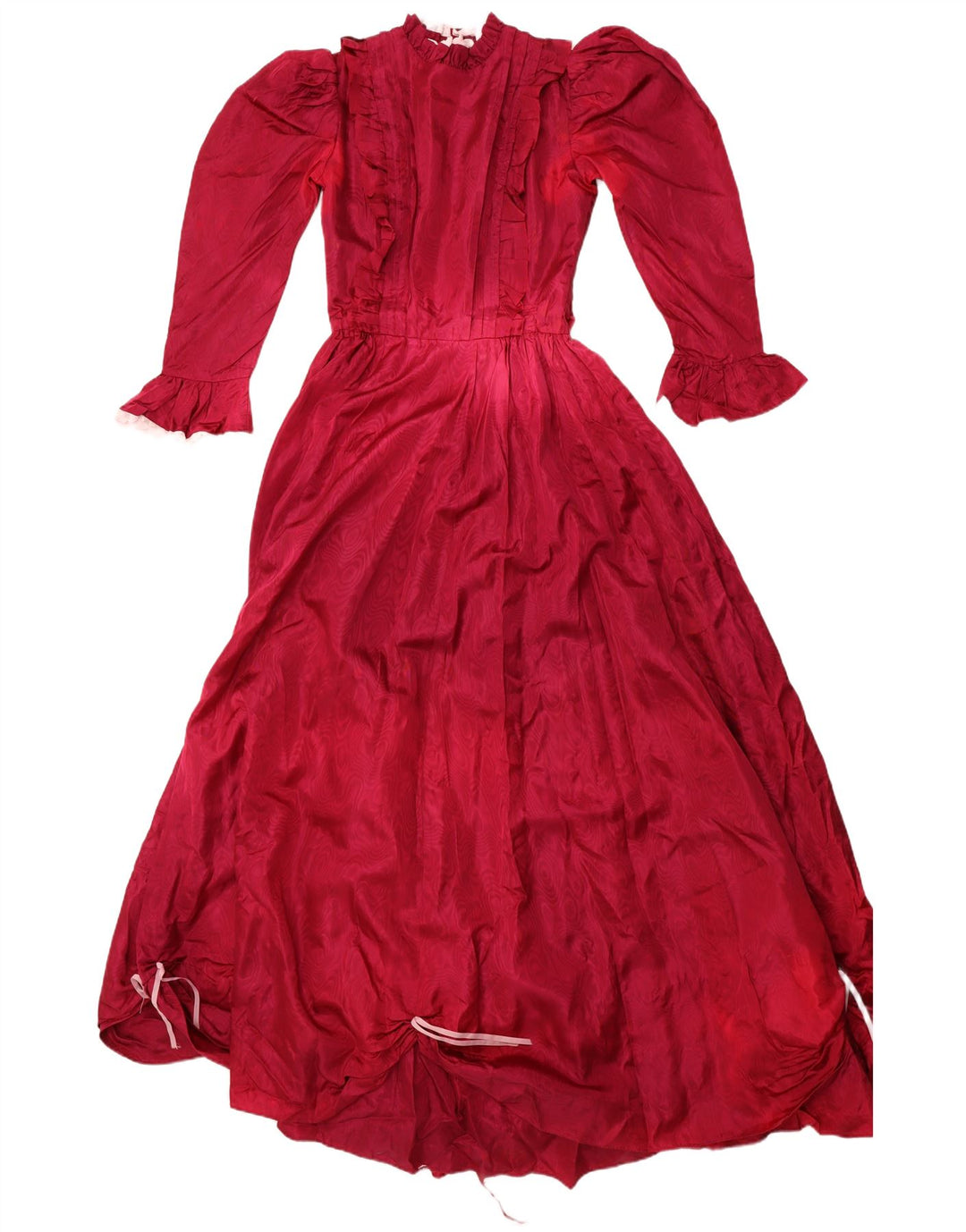 VINTAGE Γυναικείο βολάν Μπροστά Πριγκίπισσα Φόρεμα UK 10 Small μπορντό