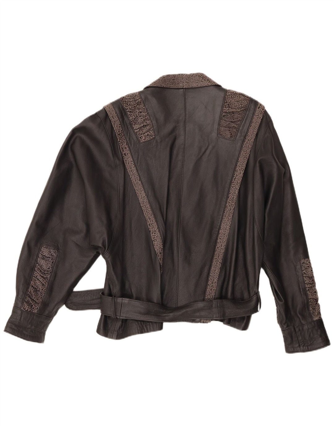 Γυναικείο Δερμάτινο Μπουφάν VINTAGE IT 48 XL Μαύρο γεωμετρικό δέρμα