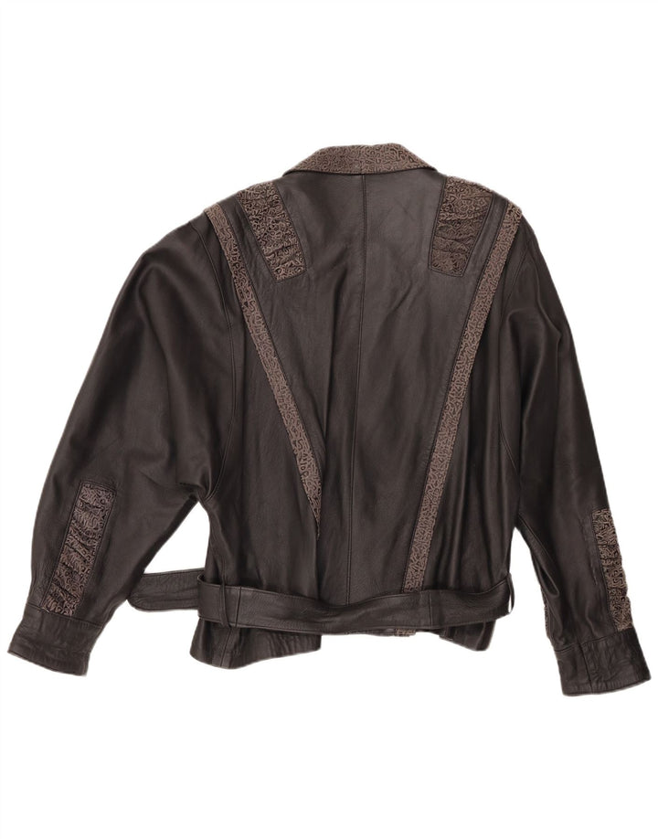 Γυναικείο Δερμάτινο Μπουφάν VINTAGE IT 48 XL Μαύρο γεωμετρικό δέρμα