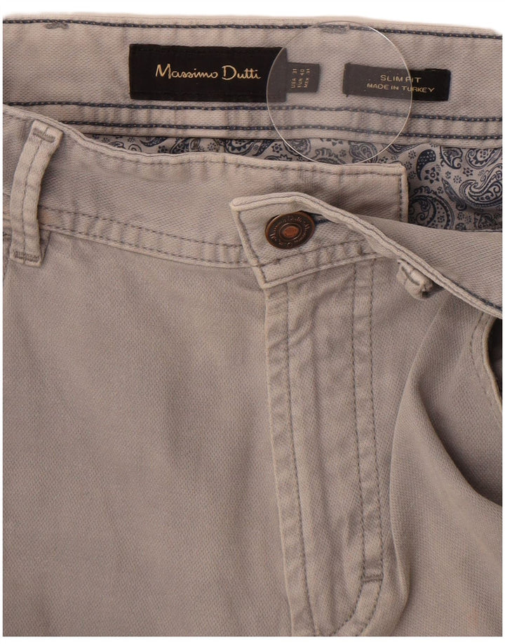 Massimo Dutti Ανδρικό παντελόνι με λεπτή εφαρμογή casual EU 40 Medium W32 L34 Grey