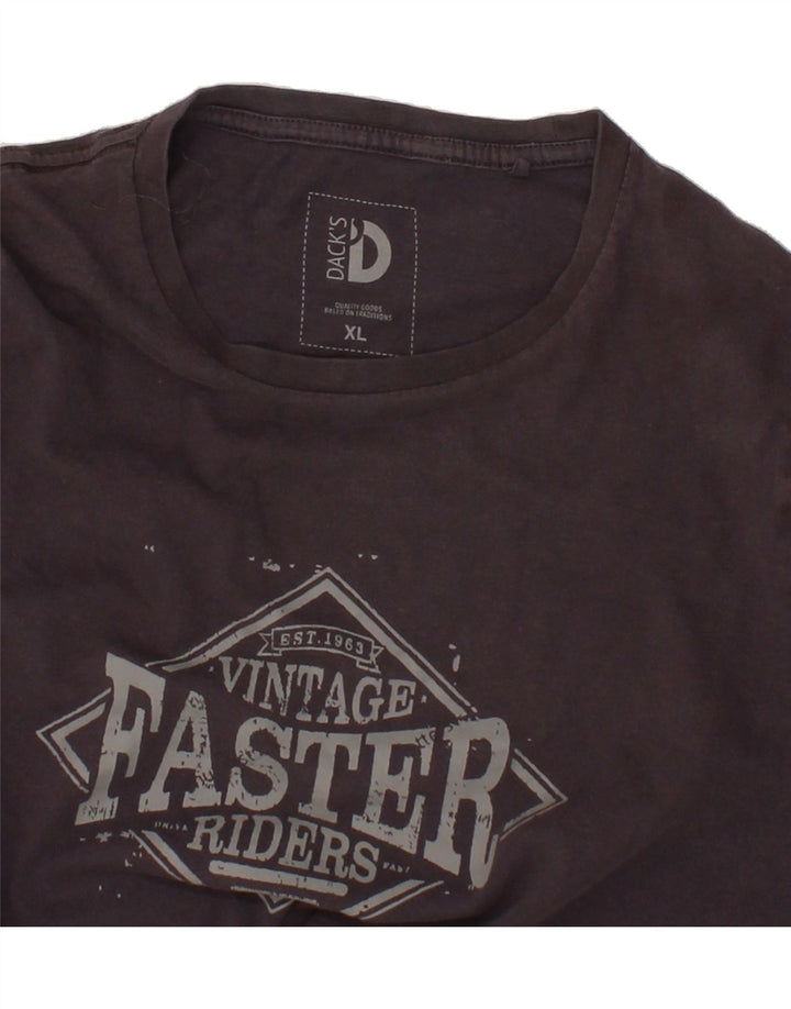 DACK'S Mens Graphic T-Shirt Top XL Grey Vintage Dack's and Second-Hand Dack's from Messina Hembry 