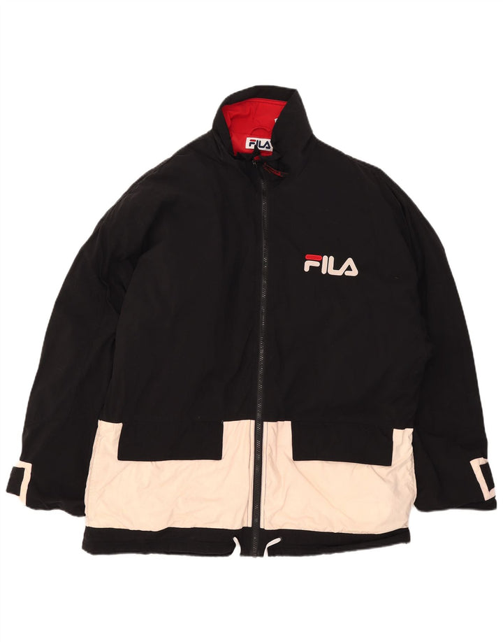 Fila Ανδρικό γραφικό μπουφάν με επένδυση UK 38 Medium Black Colorblock Nylon