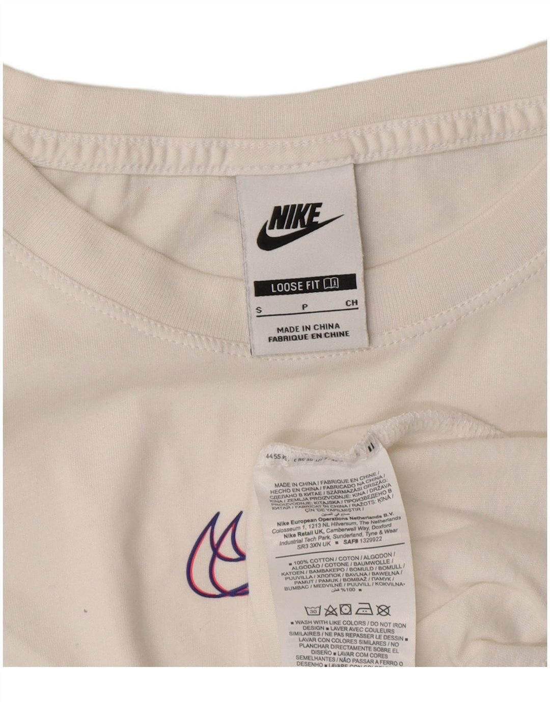 Γυναικείο γραφικό μπλουζάκι NIKE Loose Fit Crop Top 10 Small White βαμβακερό