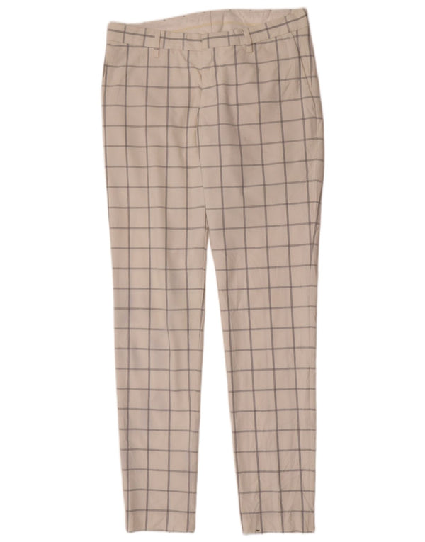 Zara Ανδρικό Slim παντελόνι Chino EU 40 Medium W31 L33 White Check Polyester
