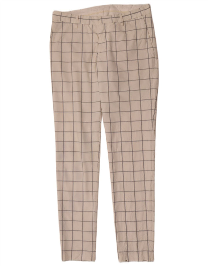 Zara Ανδρικό Slim παντελόνι Chino EU 40 Medium W31 L33 White Check Polyester