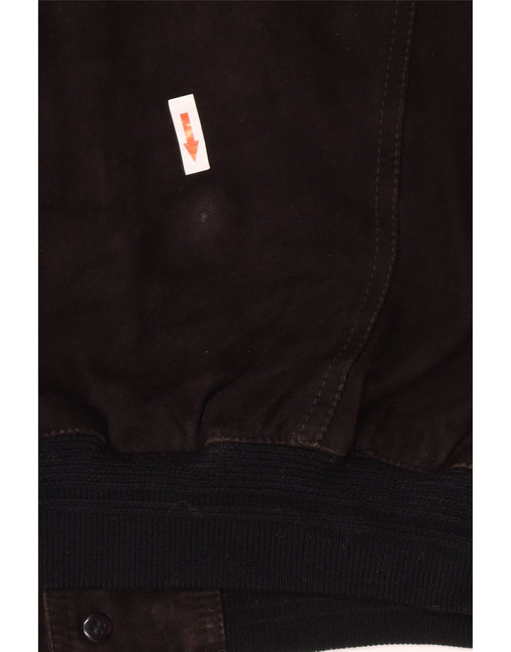 Vintage Ανδρικό Suede Bomber Jacket IT 48 Medium Black Leather